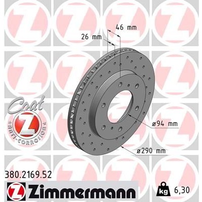 Снимка на Спирачен диск ZIMMERMANN SPORT COAT Z 380.2169.52