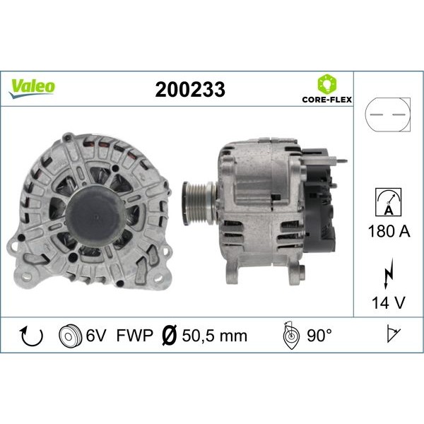 Снимка на Алтернатор VALEO CORE-FLEX 200233 за VW Crafter 30-50 Platform (2F) 2.0 TDI - 109 коня дизел