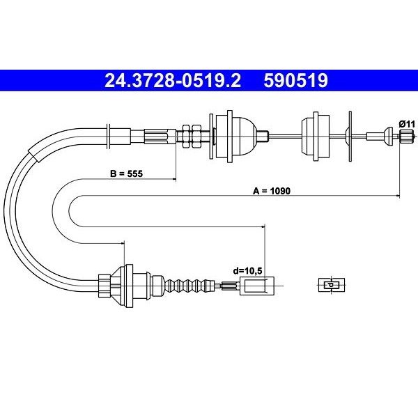 Снимка на Въжен механизъм, задействане на съединителя ATE 24.3728-0519.2 за Peugeot Boxer Bus (230P) 2.5 D 4x4 - 86 коня дизел