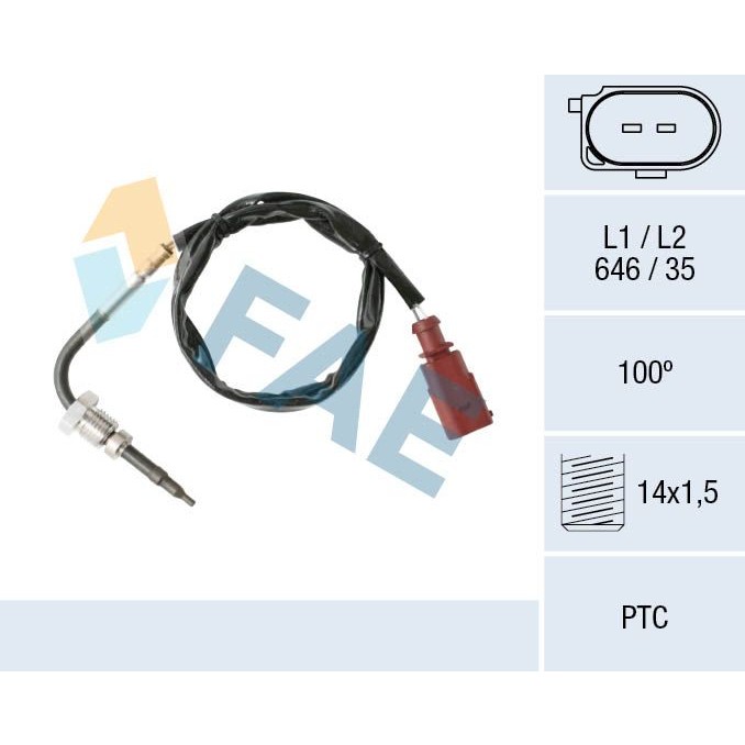 Снимка на Датчик, температура на изгорелите газове FAE 68002 за VW Golf 6 Variant (AJ5) 1.6 TDI - 90 коня дизел