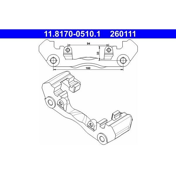 Снимка на Държач спирачен апарат ATE 11.8170-0510.1 за Mercedes Sprinter 2-t Platform (901,902) 208 CDI (901.611, 901.612, 901.621, 902.611, 902.612,... - 82 коня дизел