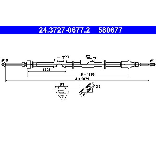 Снимка на Жило ръчна спирачка ATE 24.3727-0677.2 за Ford Galaxy 1.6 TDCi - 115 коня дизел