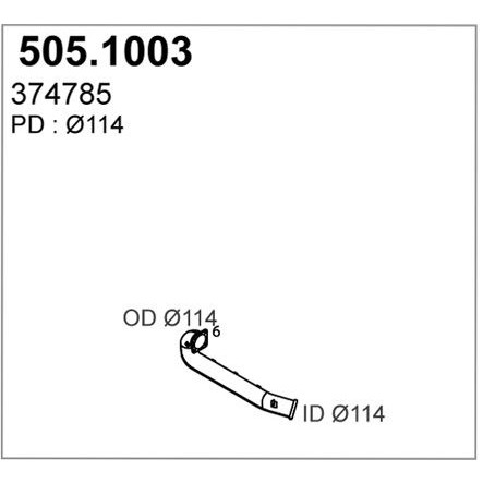 Снимка на Изпускателна тръба ASSO 505.1003 за камион DAF 95 FAR 95.380, FAS 95.380 - 384 коня дизел