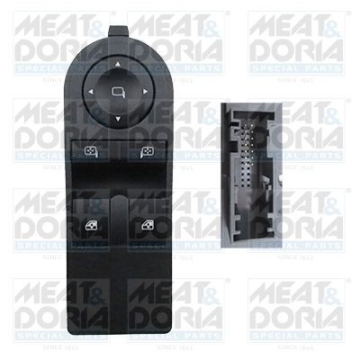 Снимка на Ключ(бутон), стъклоповдигане MEAT & DORIA черен 26393 за Opel Astra H Hatchback 1.6 Turbo (L48) - 180 коня бензин