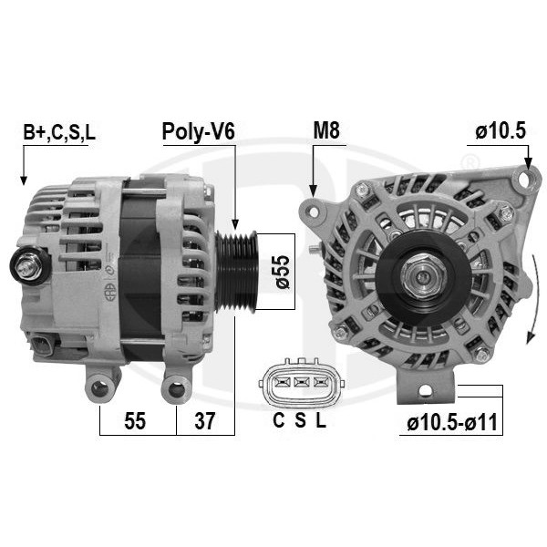 Снимка на Колектор, генератор ERA 214000 за VW LT 28-46 2 Box (2DX0AE) 2.5 TDI - 83 коня дизел
