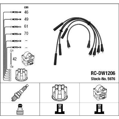 Снимка на Комплект запалителни кабели NGK черен 5976