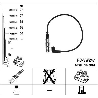 Снимка на Комплект запалителни кабели NGK черен 7013