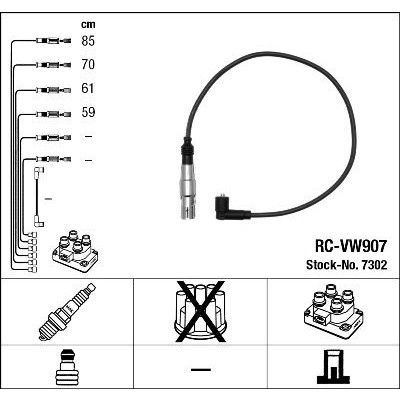 Снимка на Комплект запалителни кабели NGK черен 7302