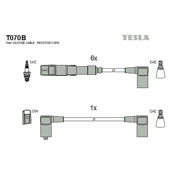 Снимка на Комплект запалителни кабели TESLA T070B
