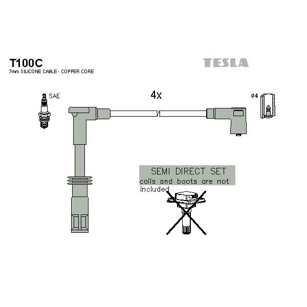 Снимка на Комплект запалителни кабели TESLA T100C