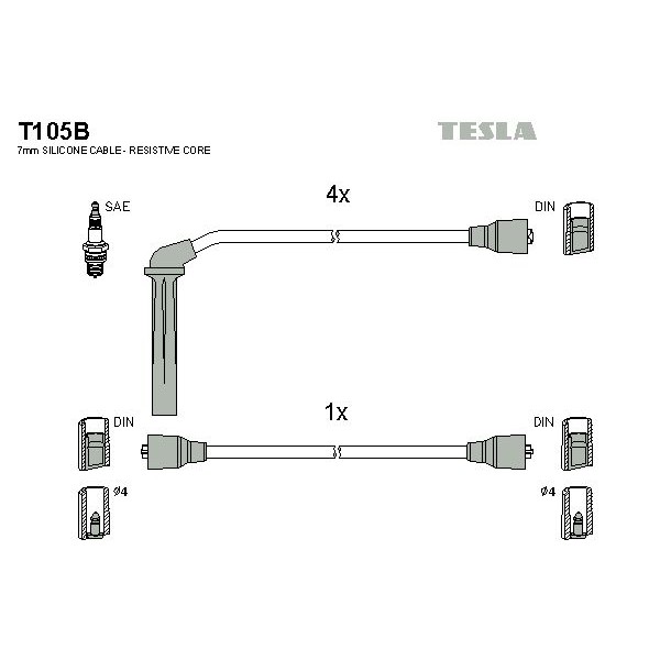 Снимка на Комплект запалителни кабели TESLA T105B