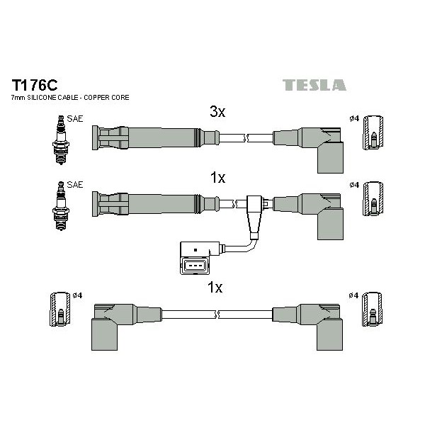 Снимка на Комплект запалителни кабели TESLA T176C
