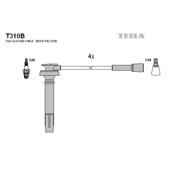 Снимка на Комплект запалителни кабели TESLA T310B