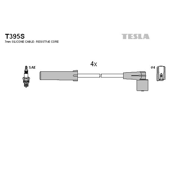Снимка на Комплект запалителни кабели TESLA T395S