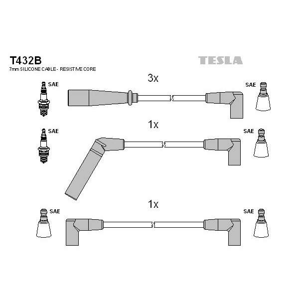 Снимка на Комплект запалителни кабели TESLA T432B