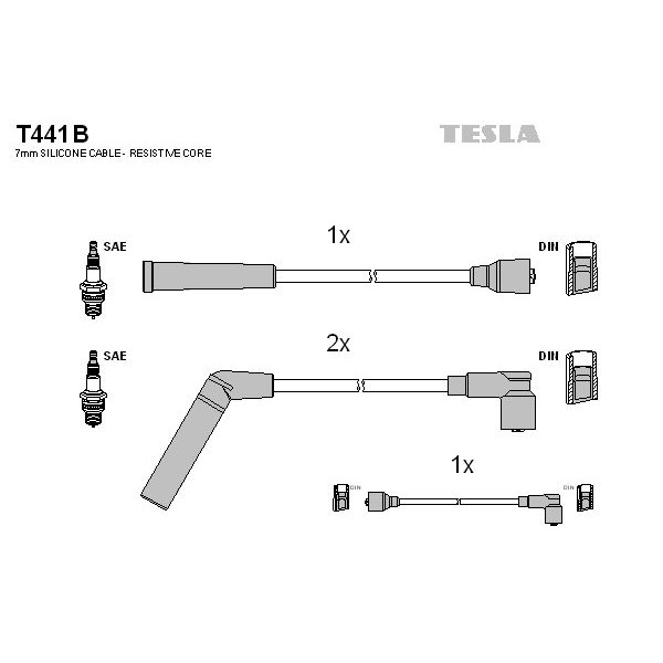 Снимка на Комплект запалителни кабели TESLA T441B