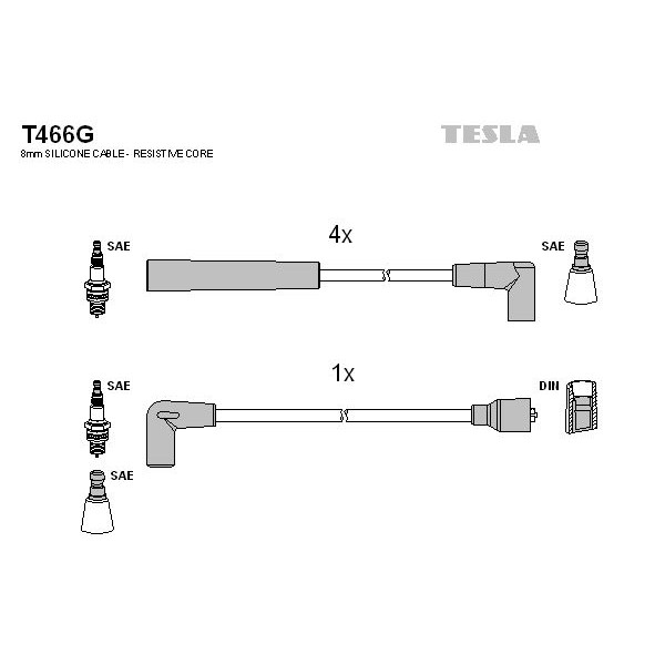 Снимка на Комплект запалителни кабели TESLA T466G