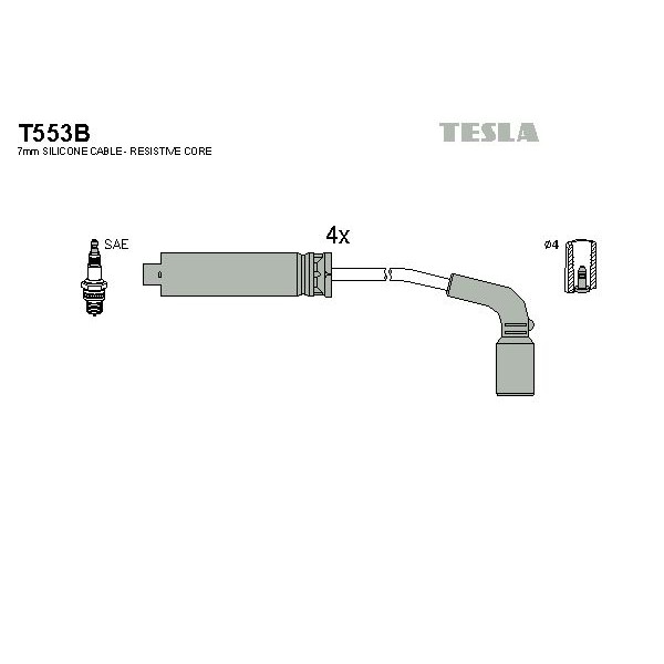 Снимка на Комплект запалителни кабели TESLA T553B