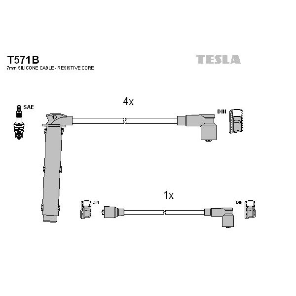 Снимка на Комплект запалителни кабели TESLA T571B
