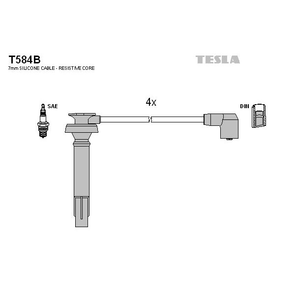 Снимка на Комплект запалителни кабели TESLA T584B