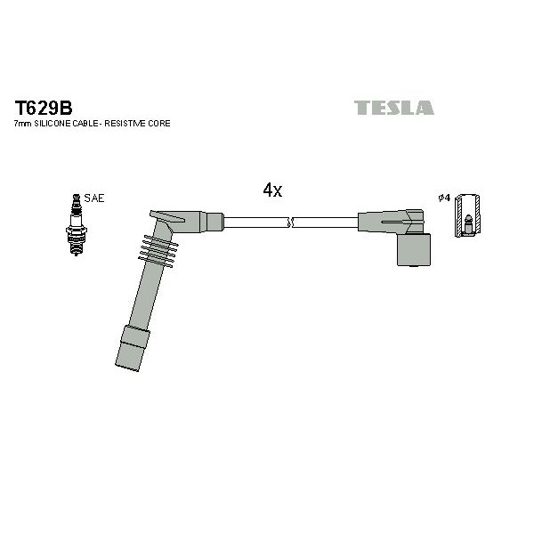 Снимка на Комплект запалителни кабели TESLA T629B