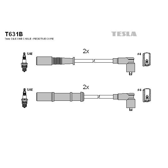 Снимка на Комплект запалителни кабели TESLA T631B