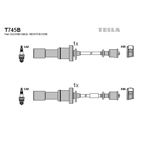Снимка на Комплект запалителни кабели TESLA T745B