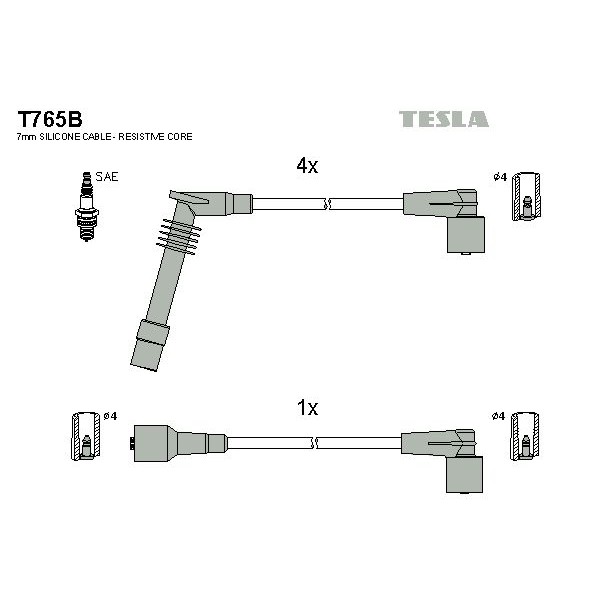Снимка на Комплект запалителни кабели TESLA T765B