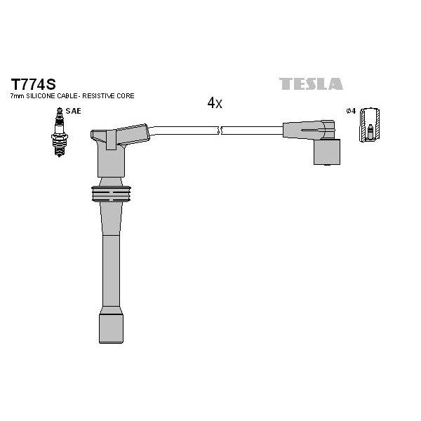 Снимка на Комплект запалителни кабели TESLA T774S