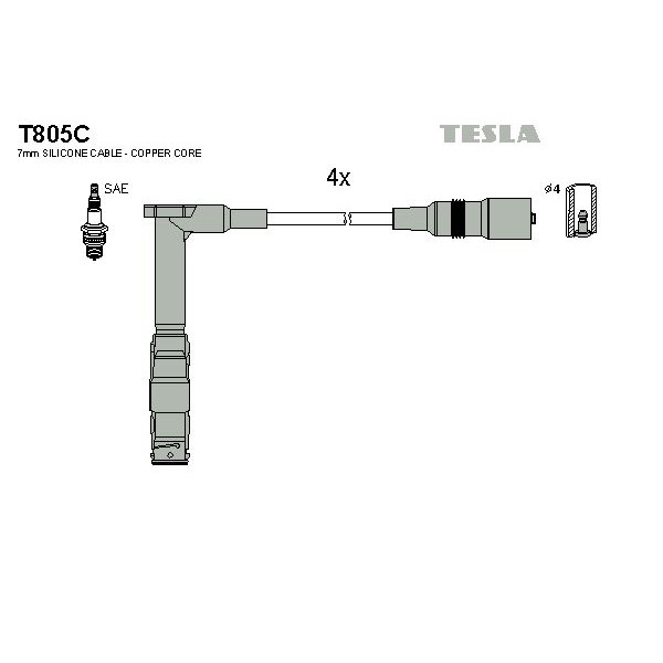 Снимка на Комплект запалителни кабели TESLA T805C