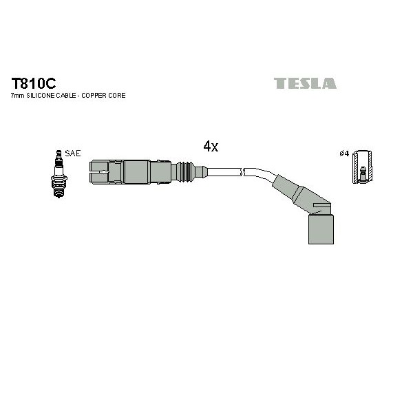 Снимка на Комплект запалителни кабели TESLA T810C