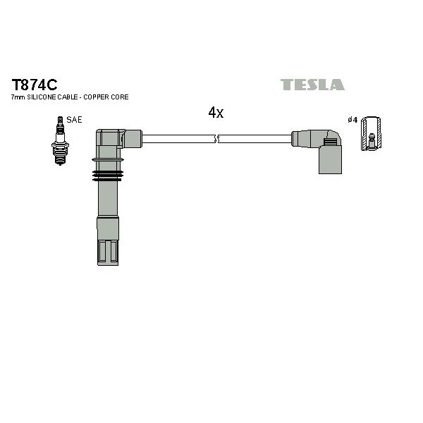 Снимка на Комплект запалителни кабели TESLA T874C