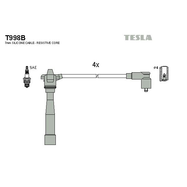 Снимка на Комплект запалителни кабели TESLA T998B