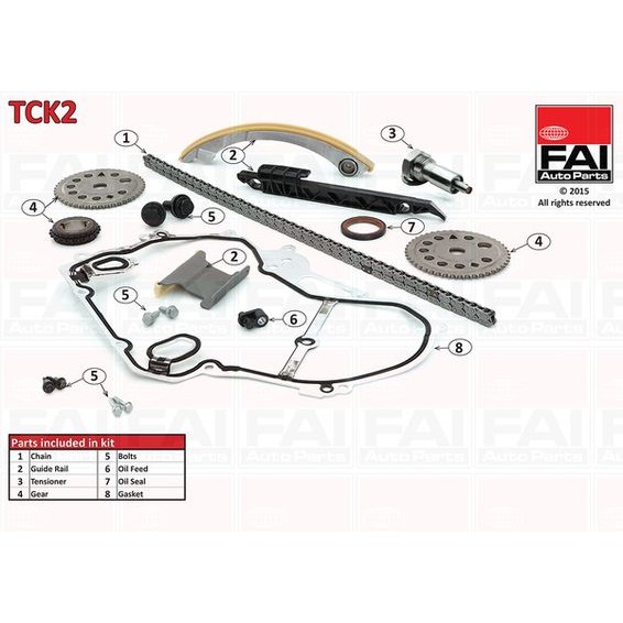 Снимка на Комплект ангренажна верига FAI AutoParts TCK218NG за Audi Q5 (8R) 3.0 TDI quattro - 250 коня дизел