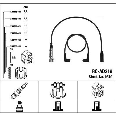 Снимка на Комплект запалителни кабели NGK черен 0519 за Audi 100 Avant (4A, C4) 2.0 E - 100 коня бензин