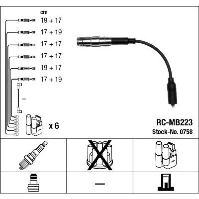 Снимка на Комплект запалителни кабели NGK черен 0758 за CHRYSLER CROSSFIRE Roadster 3.2 - 218 коня бензин