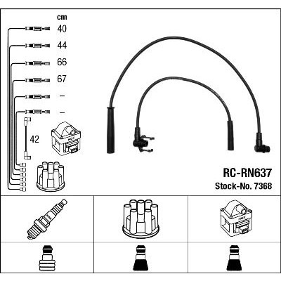 Снимка на Комплект запалителни кабели NGK черен 7368 за Renault 19 II Chamade 1.4 - 80 коня бензин