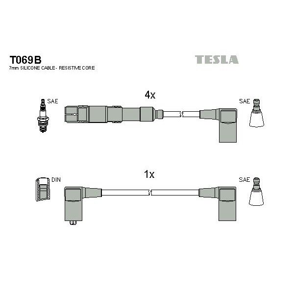 Снимка на Комплект запалителни кабели TESLA T069B за Mercedes 190 (w201) 2.0 (201.023) - 105 коня бензин