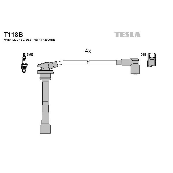 Снимка на Комплект запалителни кабели TESLA T118B за Hyundai Coupe (GK) 2.0 - 136 коня бензин