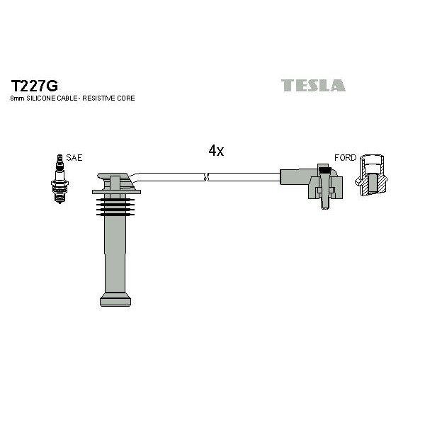 Снимка на Комплект запалителни кабели TESLA T227G за Ford Mondeo 1 (GBP) 1.8 i 16V - 115 коня бензин