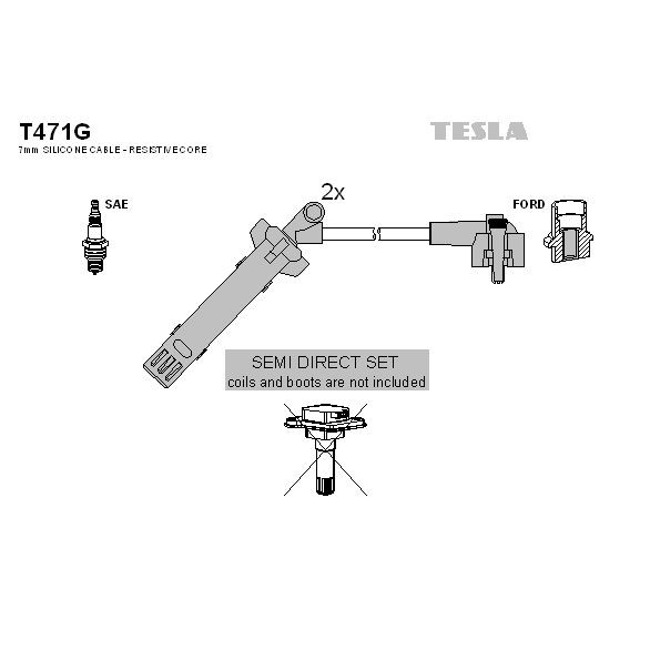 Снимка на Комплект запалителни кабели TESLA T471G за Ford Escort 7 (gal,aal,abl) RS 2000 4x4 - 150 коня бензин