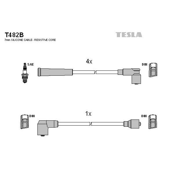 Снимка на Комплект запалителни кабели TESLA T482B за Mazda 323 C (BG) 1.3 16V (BG3S) - 73 коня бензин