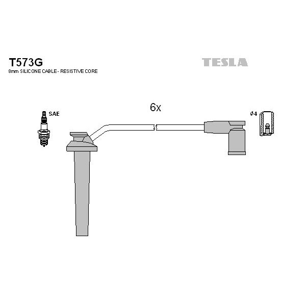 Снимка на Комплект запалителни кабели TESLA T573G за Ford Mondeo MK 3 (B5Y) 3.0 V6 24V - 204 коня бензин
