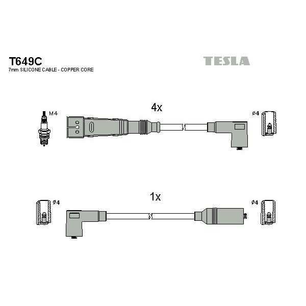 Снимка на Комплект запалителни кабели TESLA T649C за VW Transporter T3 Box 2.1 - 112 коня бензин