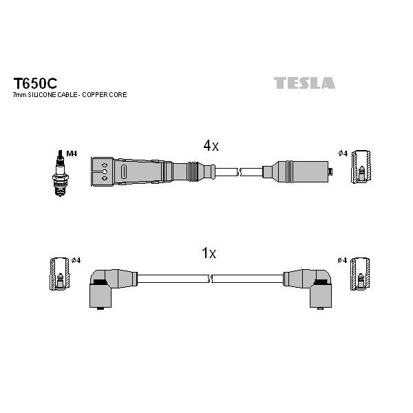 Снимка на Комплект запалителни кабели TESLA T650C за Seat Ibiza 2 (6K) 1.6 i - 75 коня бензин
