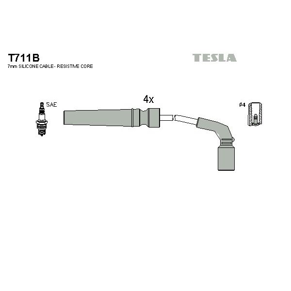 Снимка на Комплект запалителни кабели TESLA T711B за CHEVROLET TACUMA 1.6 - 105 коня бензин