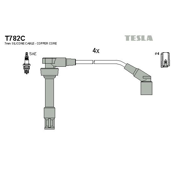 Снимка на Комплект запалителни кабели TESLA T782C за BMW 3 Compact E36 318 ti - 140 коня бензин