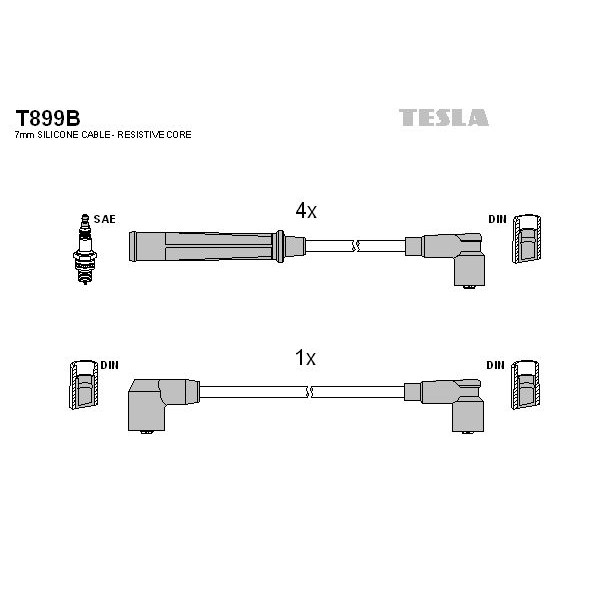 Снимка на Комплект запалителни кабели TESLA T899B за Mazda 626 Coupe (GD) 2.2 12V (GD102) - 115 коня бензин
