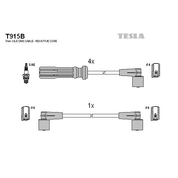 Снимка на Комплект запалителни кабели TESLA T915B за Volvo 760 Sedan (704,764) 2.3 - 165 коня бензин