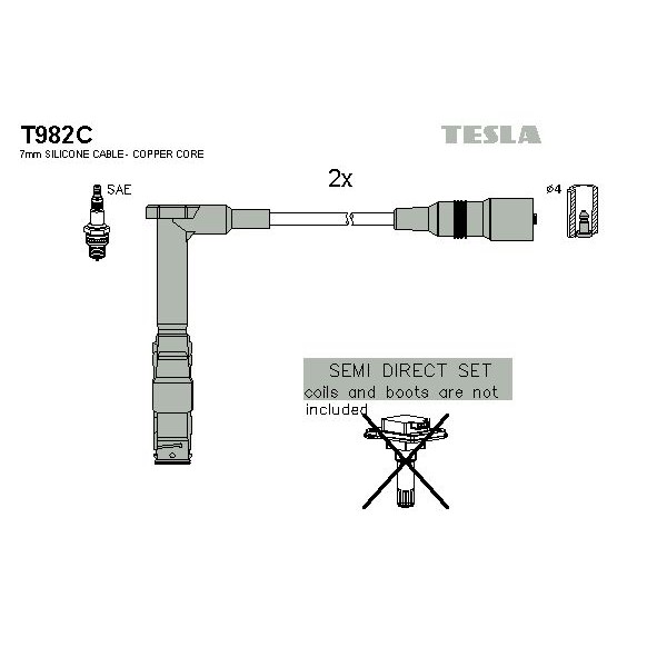 Снимка на Комплект запалителни кабели TESLA T982C за Mercedes C-class Estate (s202) C 180 T (202.078) - 122 коня бензин